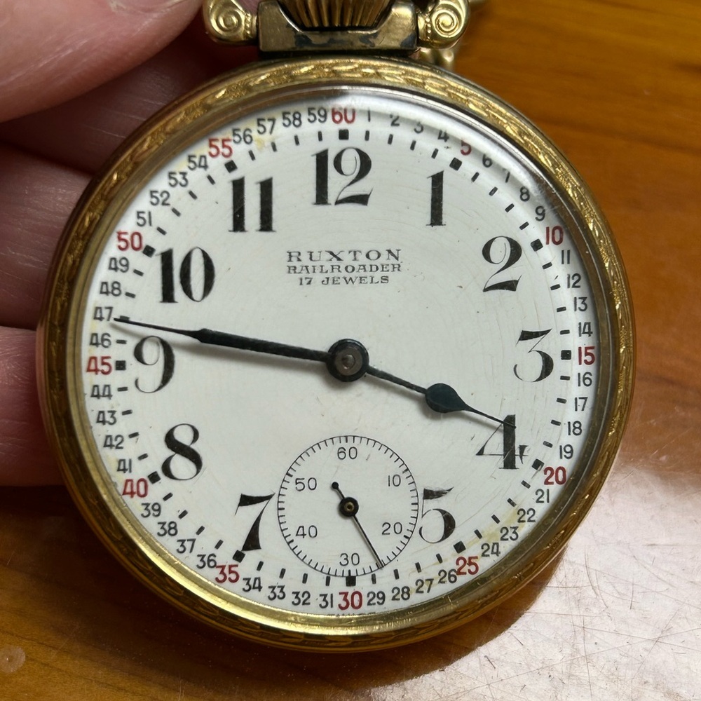 1950s Ruxton Gold Pocket Watch